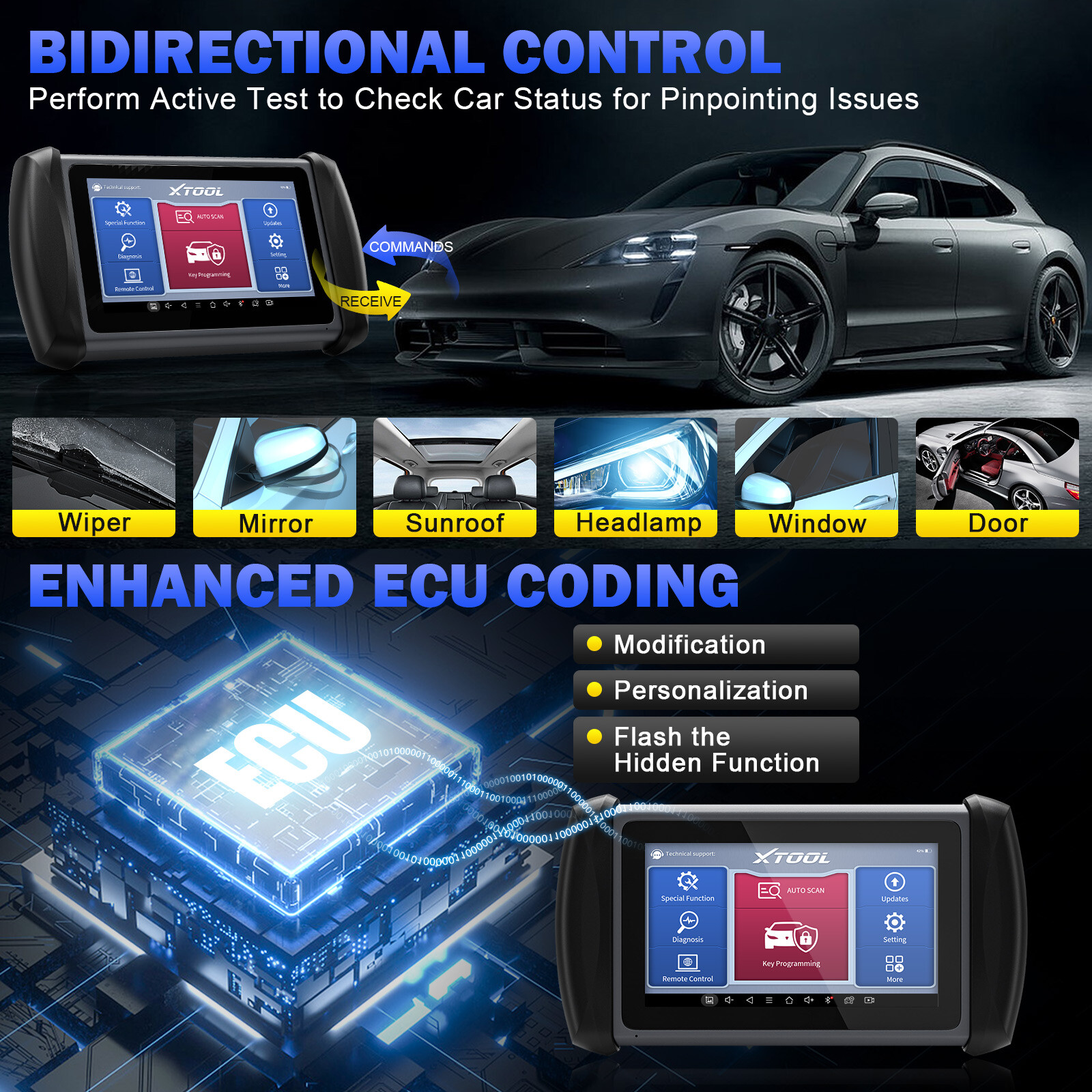 USED XTOOL IK618 KC100 Auto Key Programmer ECU Coding Bidirectional OBD2 Scanner