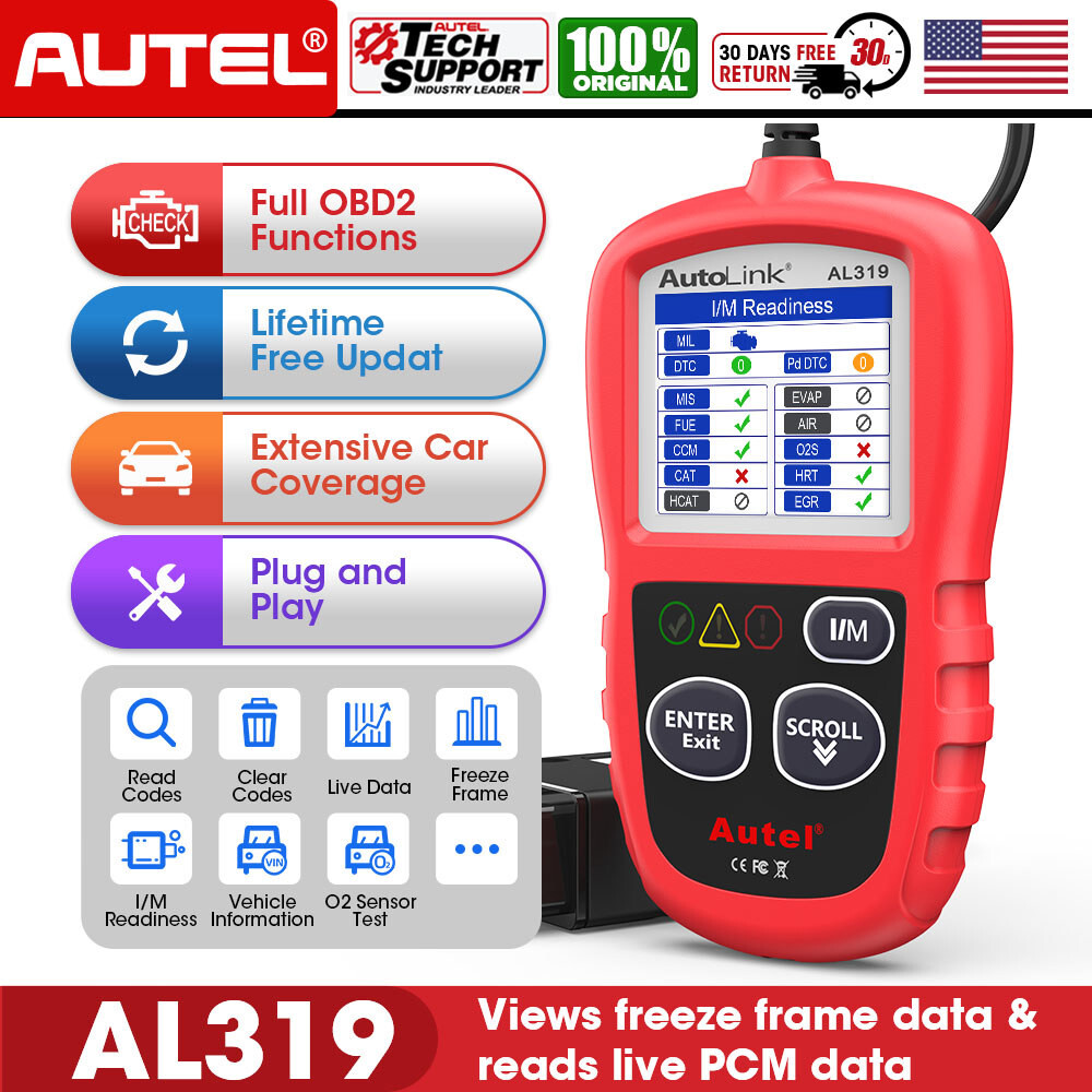 Autel Autolink AL319 OBD2 Scanner Diagnostic Reset Tool for Mercedes Honda BMW