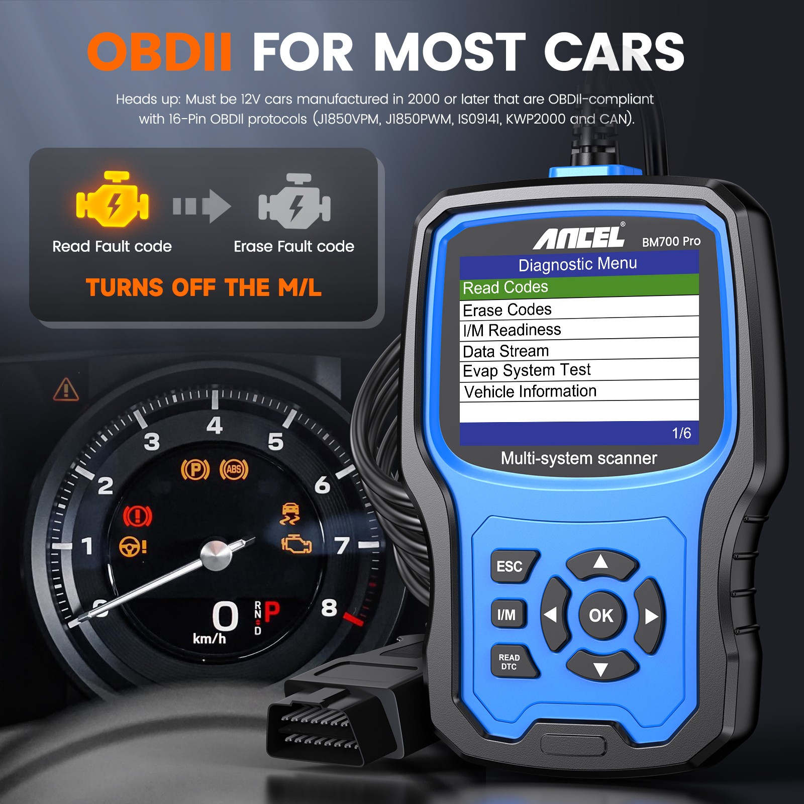 ANCEL BM700 PRO for BMW/Mini/RR Scanner Battery Registration Car OBD2 Diagnostic