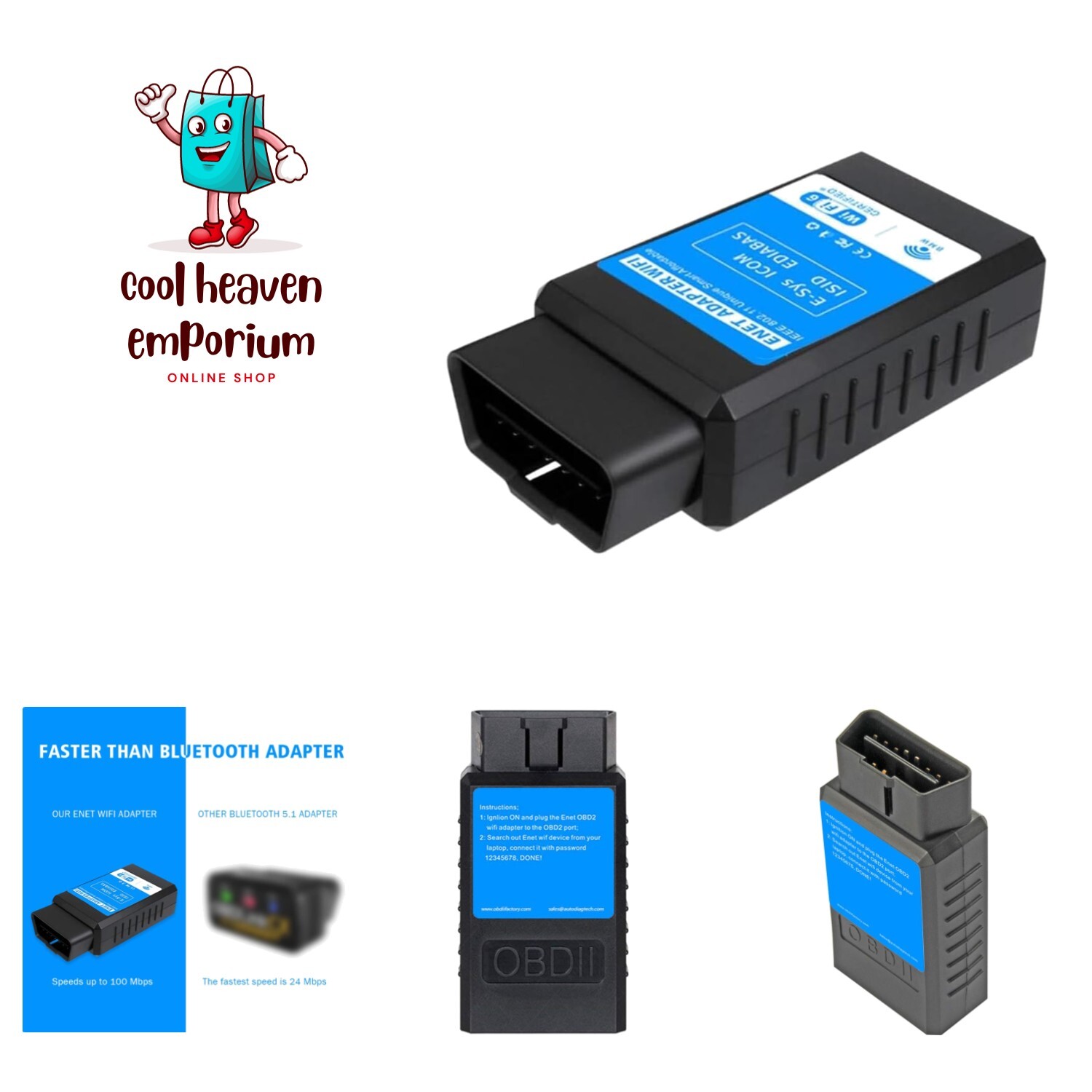 Wireless ENET WiFi Diagnostic & Coding Adapter for BMW F-series G/I-series, C…