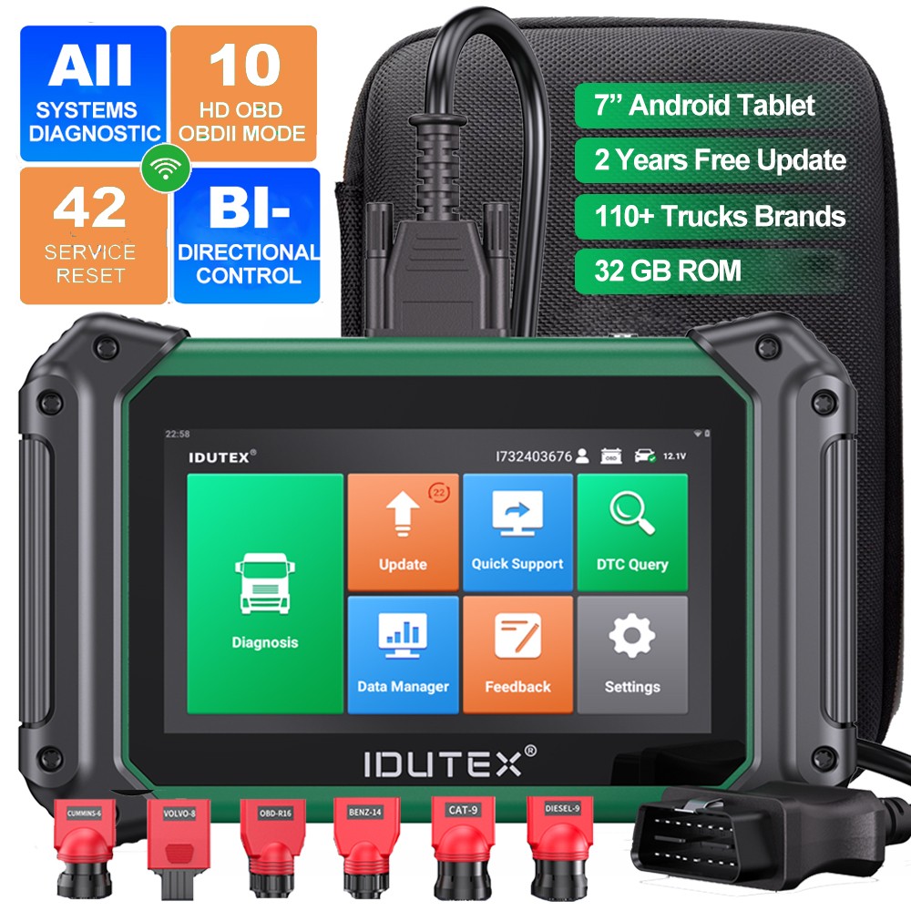 IDUTEX TS710 Injector Cutoff HD Truck Scanner DPF Regen All System OBD2 12V 24V