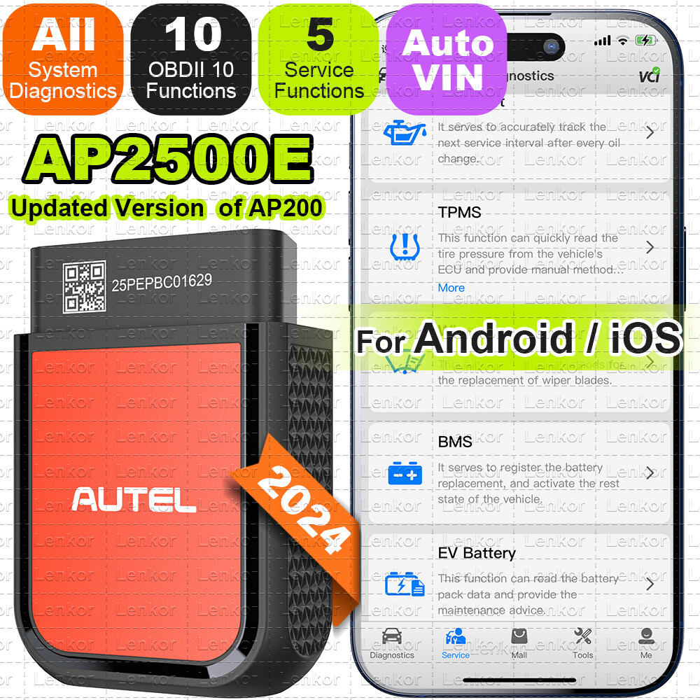 2024 Autel AP2500E Automotive Diagnostic Tool Read Erase Codes Car OBD2 Scanner