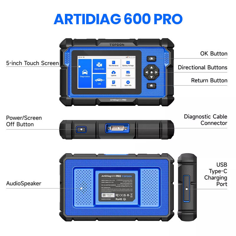 TOPDON AD600 PRO Android 11.0 All System Diagnostic Tool 5″ Touchscreen 9 Resets