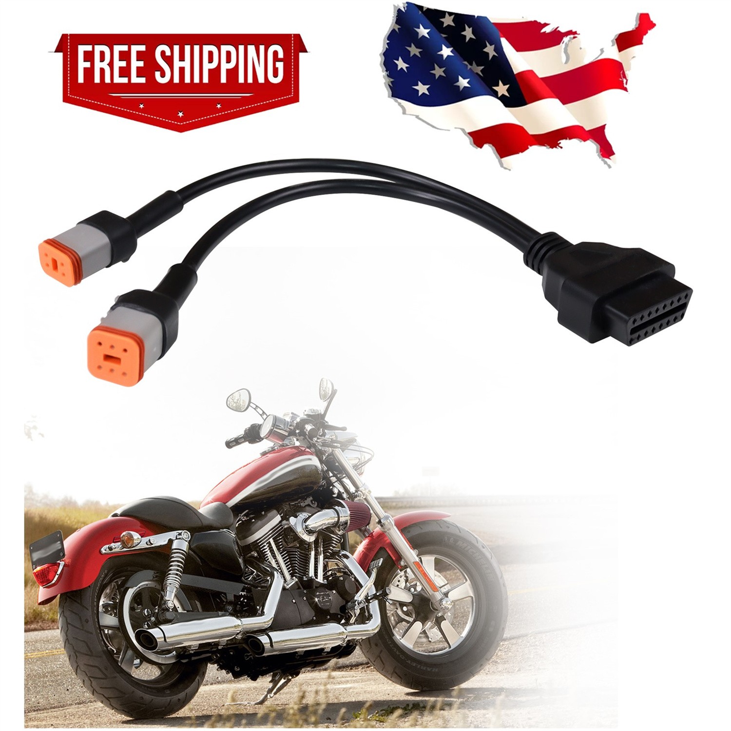 For Harley 16 Pin to 4 Pin 6 Pin Motorcycle OBD Cable Diagnostic Tool Scanner US