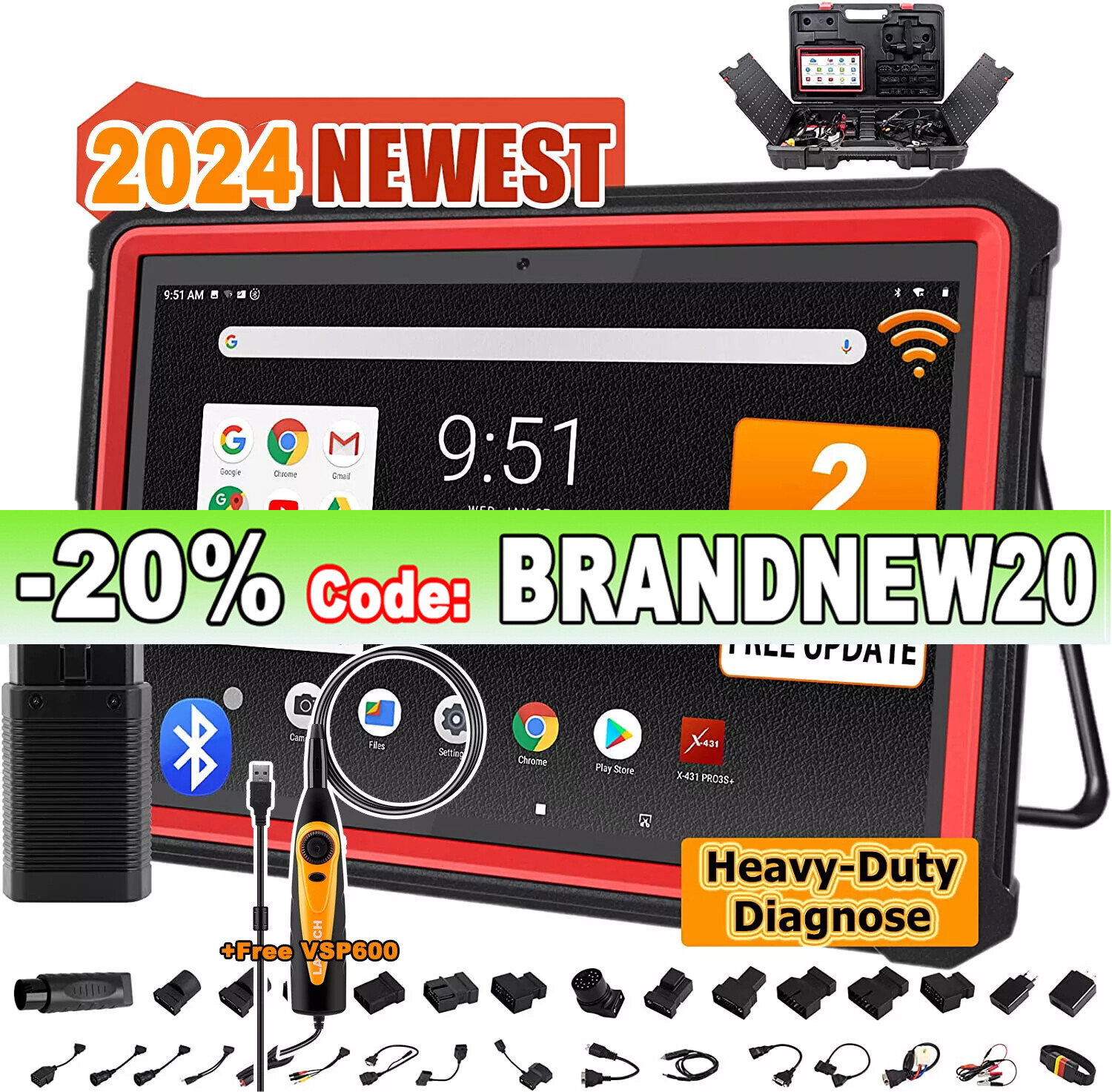 20% OFF LAUNCH X431 PRO3S+ PRO5 V + OBD2 Scanner Car Diagnostic Tool ECU Coding