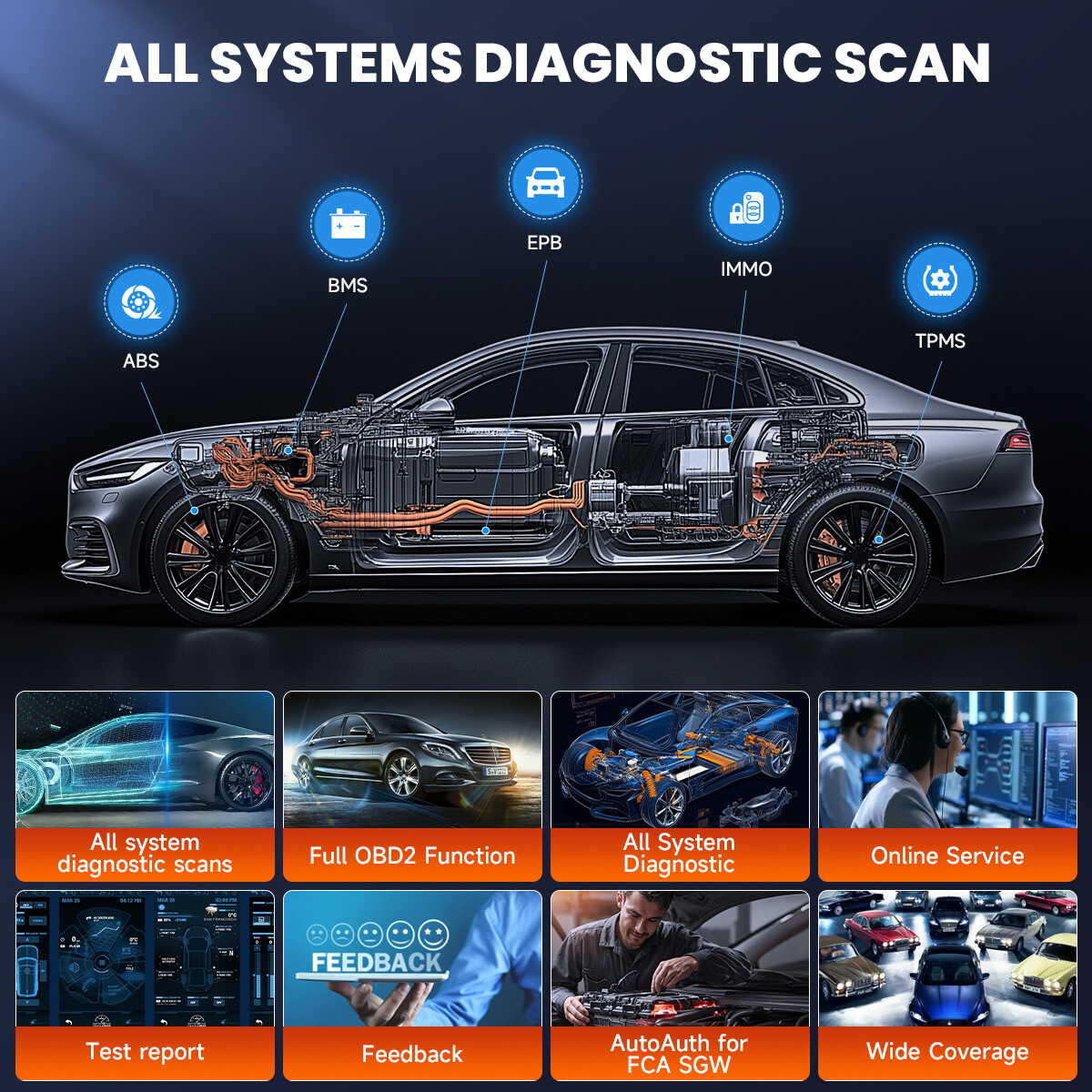 ANCEL DS200 OBD2 Auto Scanner All System Diagnostic Tool ABS SRS Oil Reset EPB