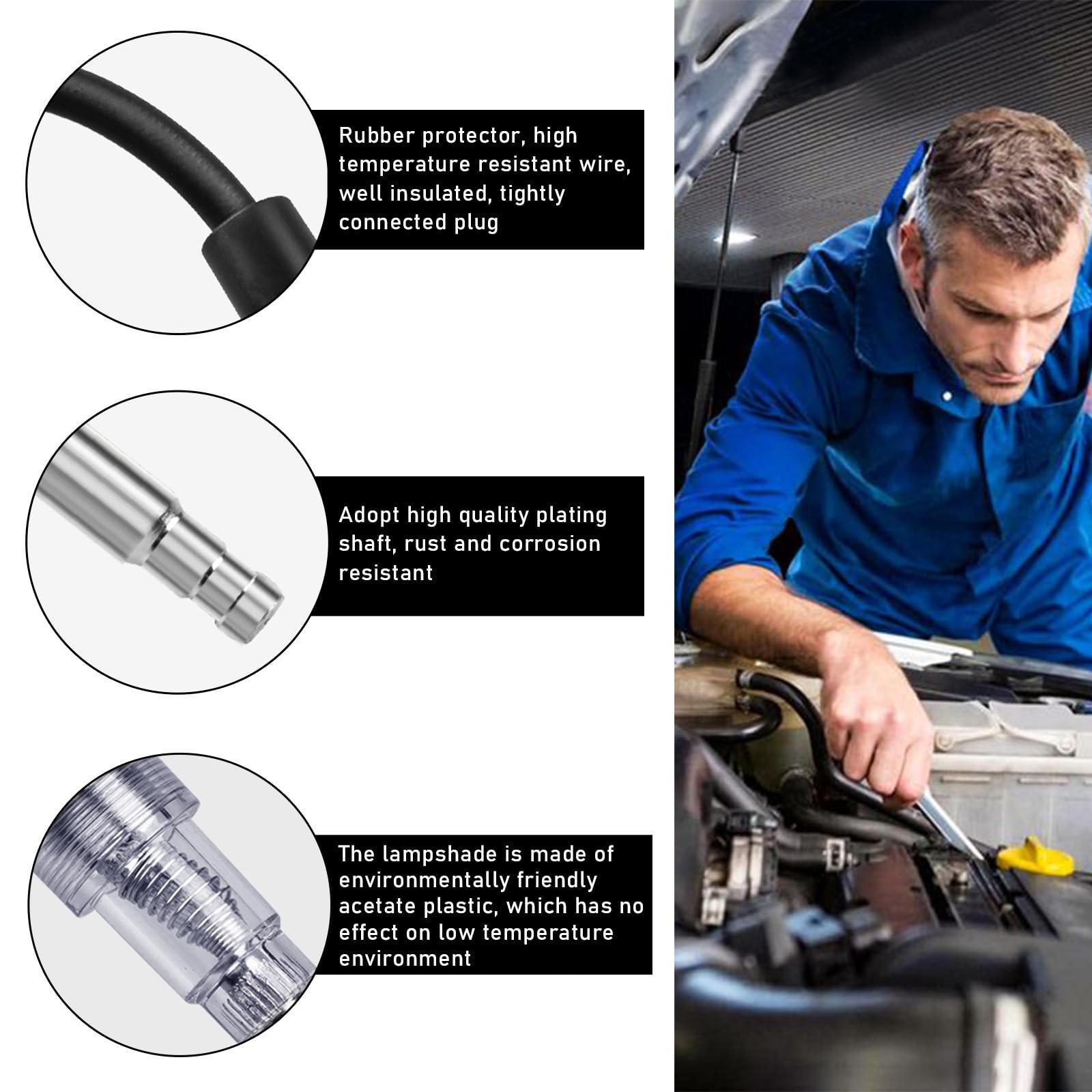 Ohleats Inline Spark Plug Tester, Auto Straight Boot Engine Ignition Black
