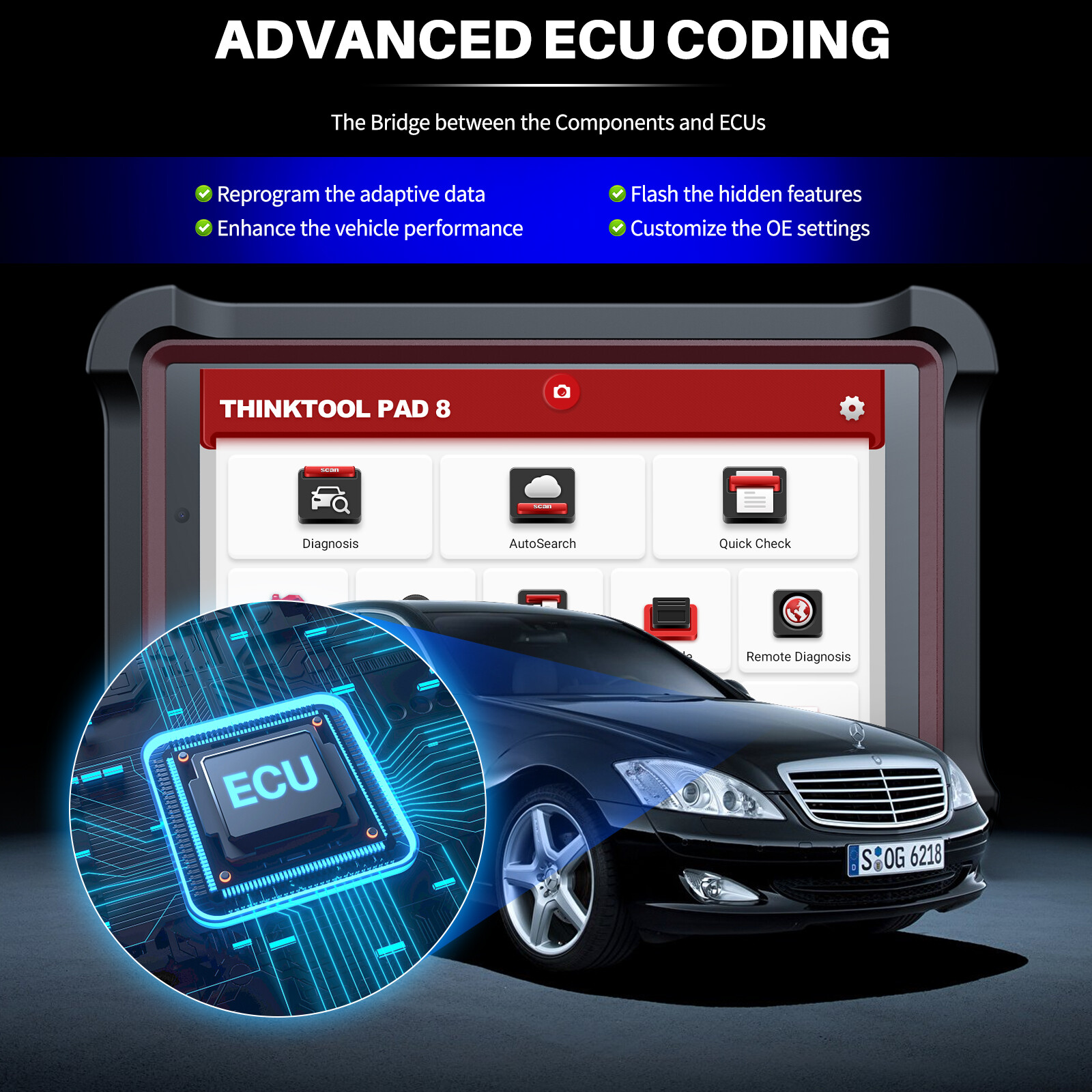 THINKTOOL PAD8 Car Full System Diagnostic Scanner Bidirectional Scan tool IMMO