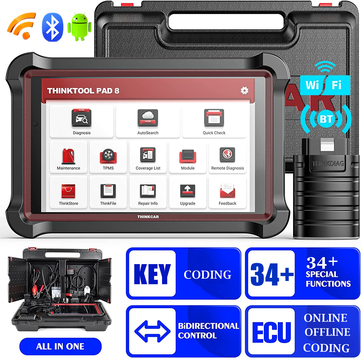 THINKCAR Thinktool PAD8 OBD2 Scanner Bidirectional Diagnostic Scan Tool Coding