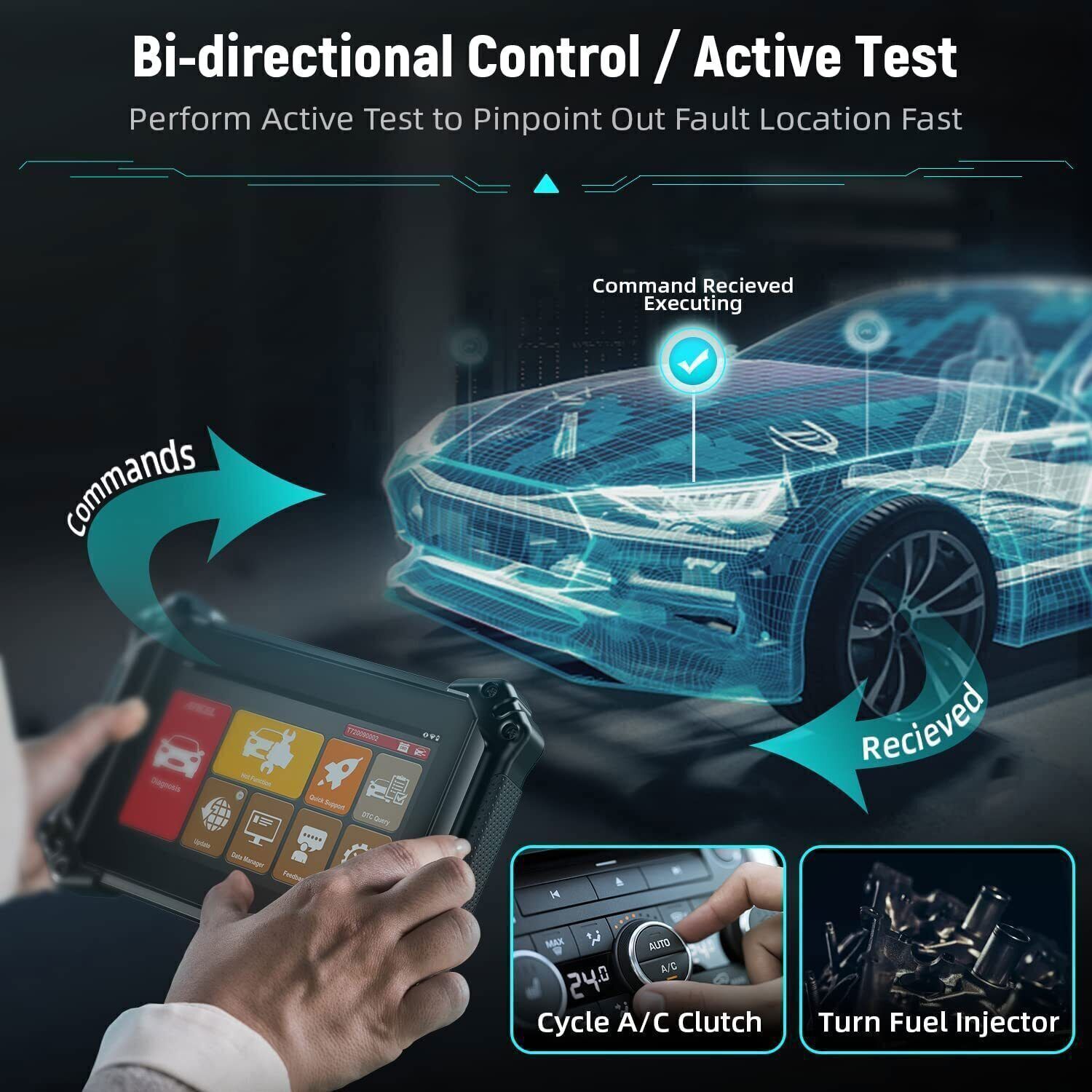 ANCEL V6 8″ Car OBD2 Scanner Bidirectional Diagnostic Scan Tool Full System A/F