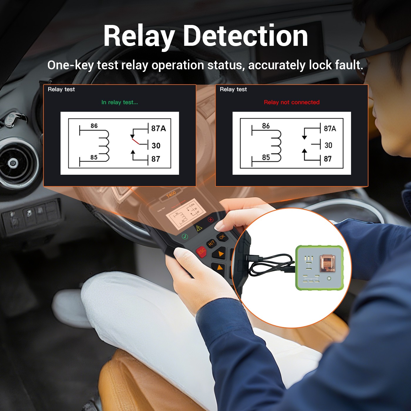 TopDiag T400 OBD2 Scanner Battery / Injector Tester Diagnostic Tool Startup Test