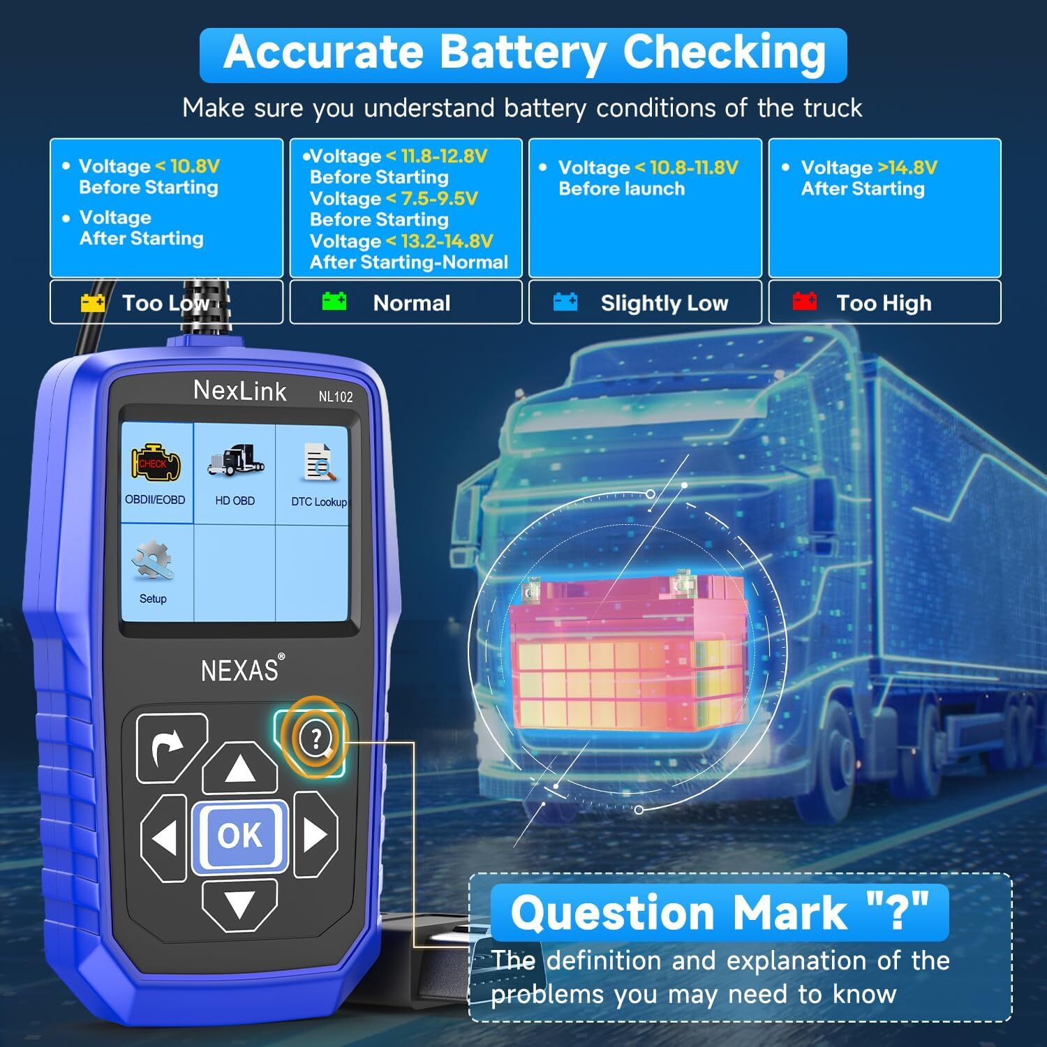 NEXAS NL102 Heavy Duty Diesel Truck Scanner Diagnostic Tool OBD2 HD Code Reader