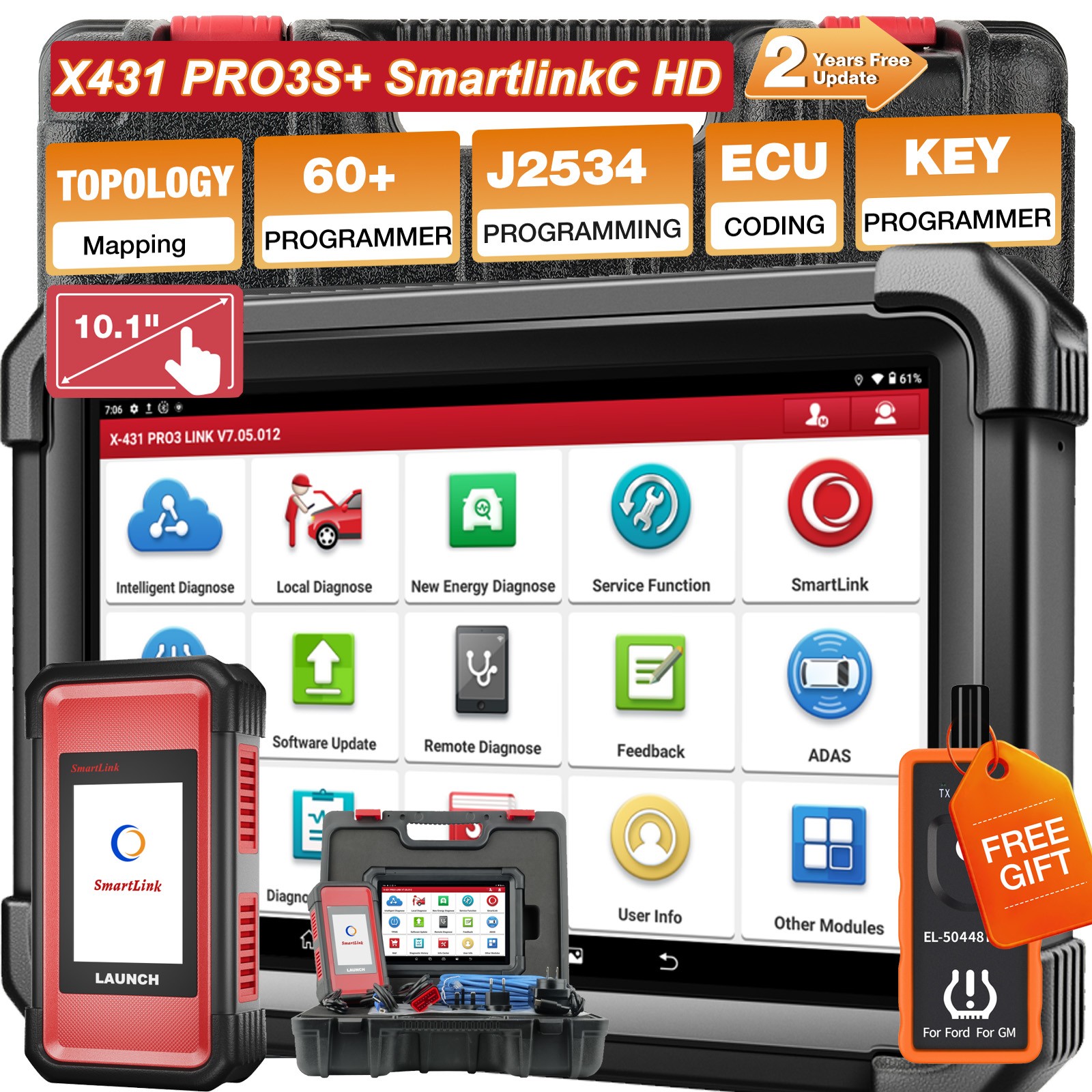 Launch X431 PRO3S+ SmartLink HD Heavy Duty Truck Car Scanner J2534 Programming