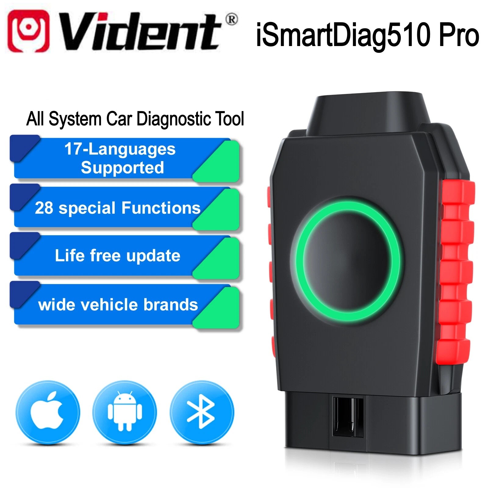 Vident iSmartDiag510 Pro All System Car Diagnostic Tool OBD2 Scanner Free Update