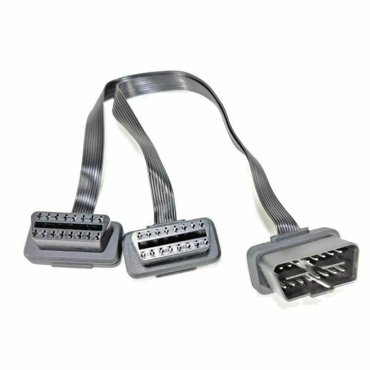 OBD2 Splitter Split 16 Pin Connect Two OBDII Devices Flat Cable