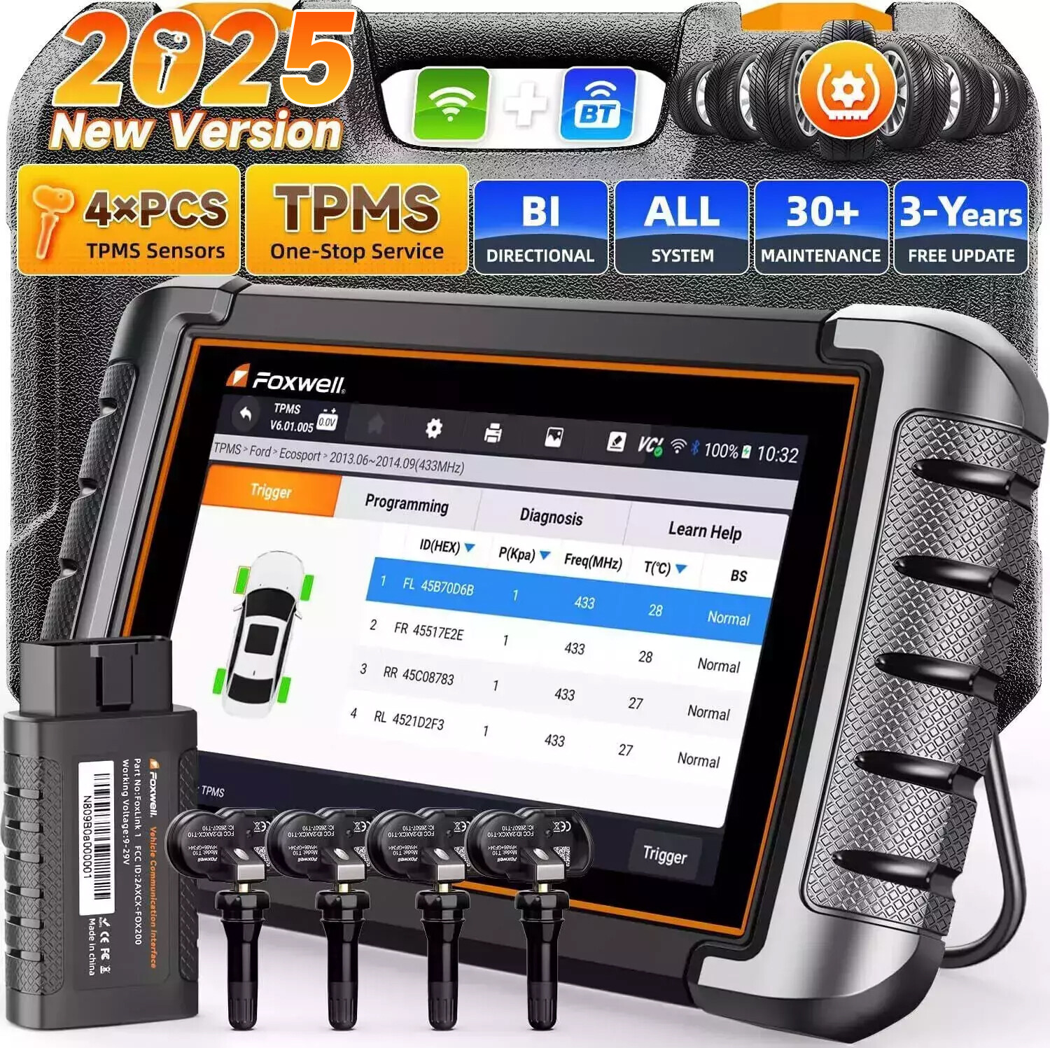 Foxwell NT809TS Bidirectional Car OBD2 Scanner Diagnostic Tool TPMS programming