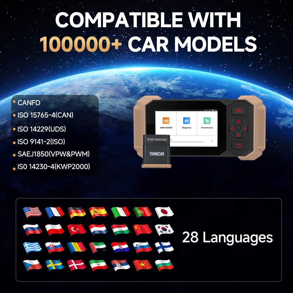 2026 ThinkScan 641 OBDII Scanner CAN-FD Engine FCA Active Test Diagnostic Tool
