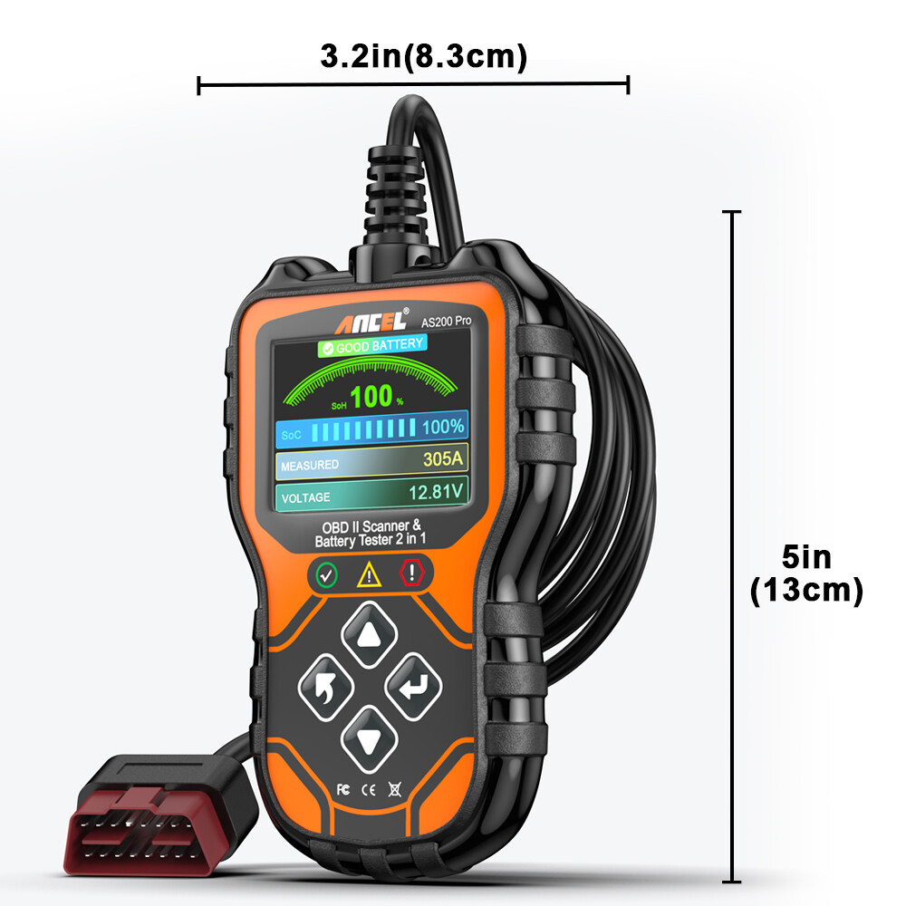 ANCEL 12V&24V 100-2000CCA Battery Charging Cranking Test OBD2 Scanner Diagnostic