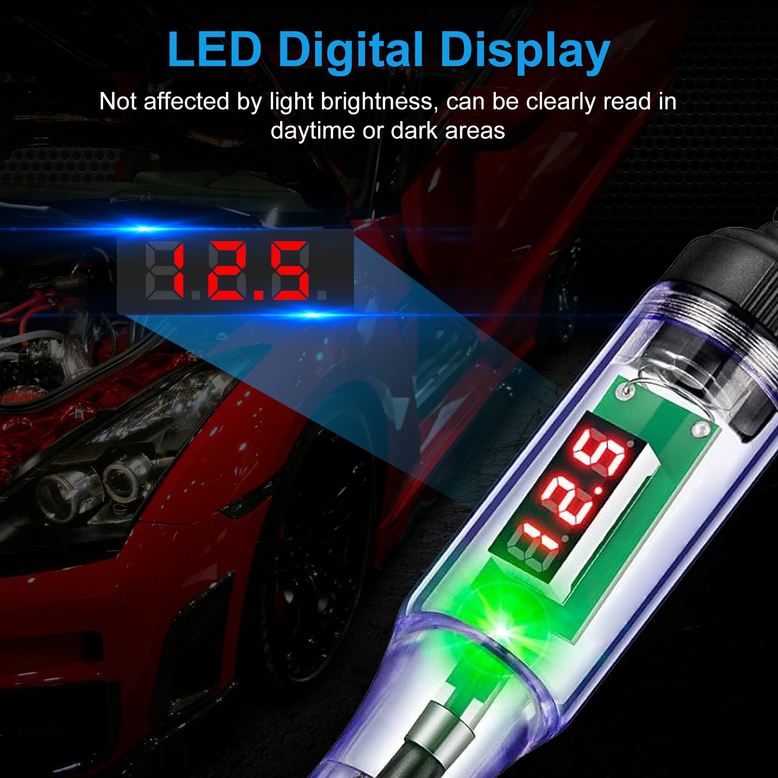Automotive Test Light LED Digital Voltage Display 3-120V Circuit Tester Pen Car