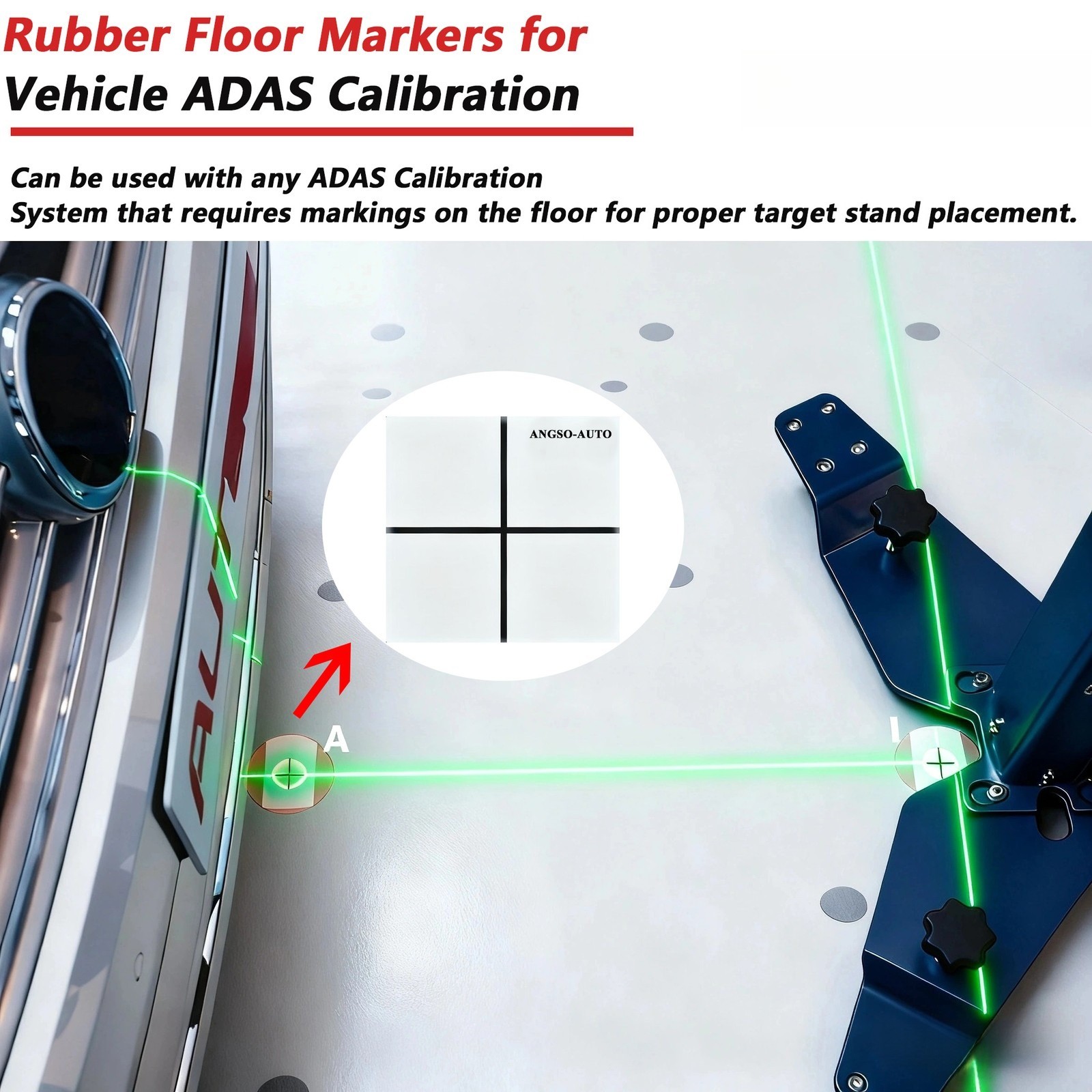 8pcs Laser Reflective Floor Markers for Autel/Launch/OEM ADAS Calibration Aiming