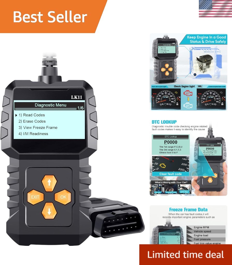 Effortless OBDII Scanner: Plug-and-Play Engine Code Reader with 7-Inch Display