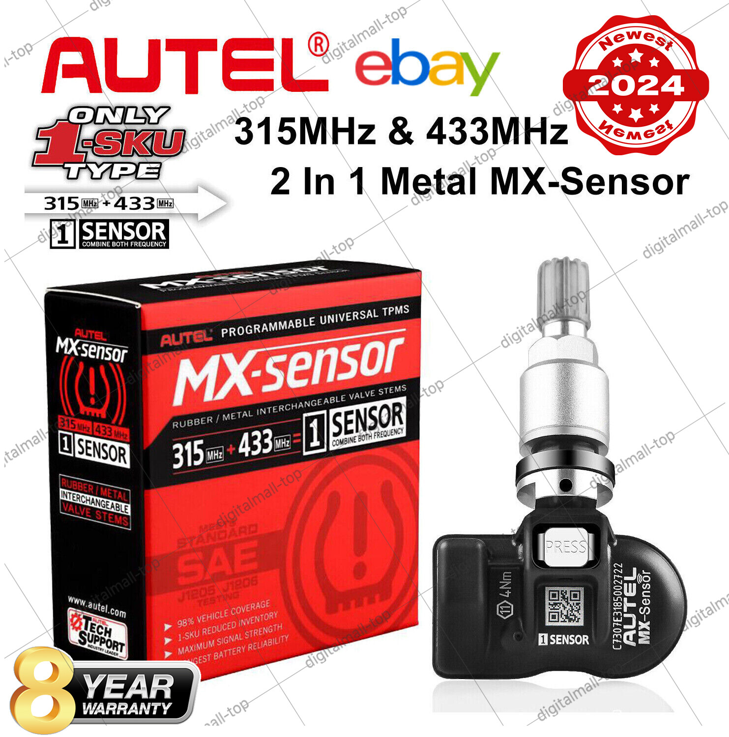 Autel MX-Sensor 315MHz 433MHz Universal Pro/grammable TPMS Sensor for Tire Wheel