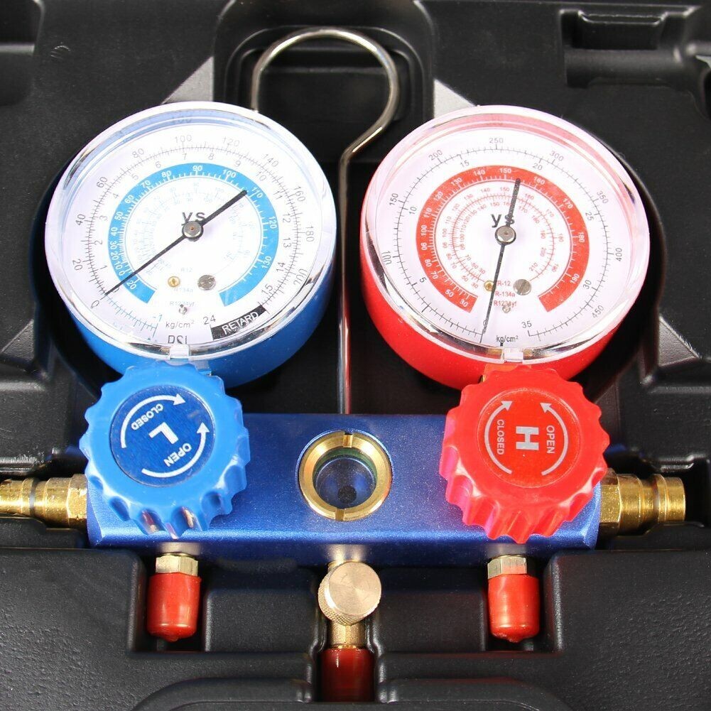 AC Diagnostic Manifold Gauge Set Auto Service Kit Professional With Can Tap Hose