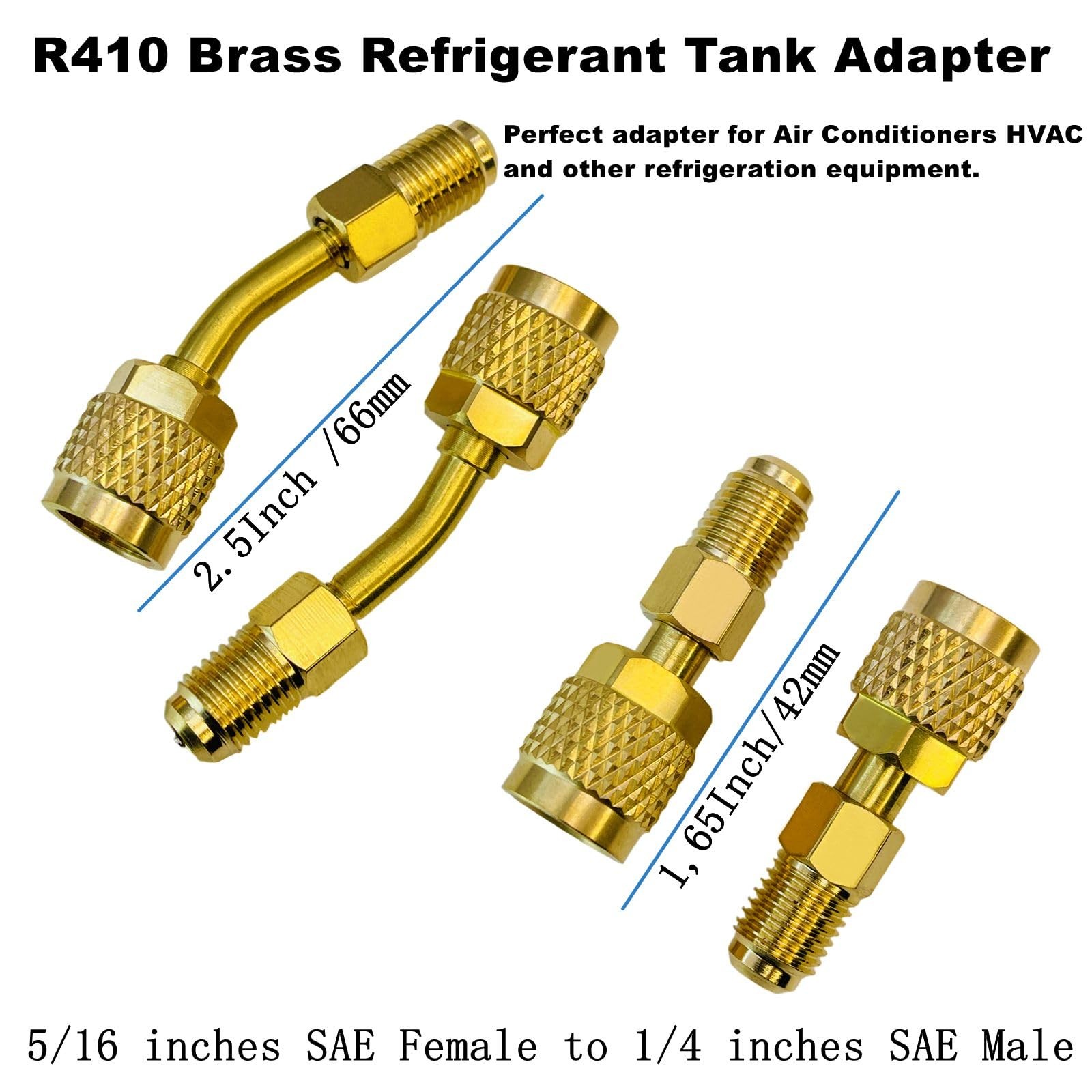 R410a Adapter for Mini Split System, 5/16 inches SAE Female to 1/4 inch SAE Male