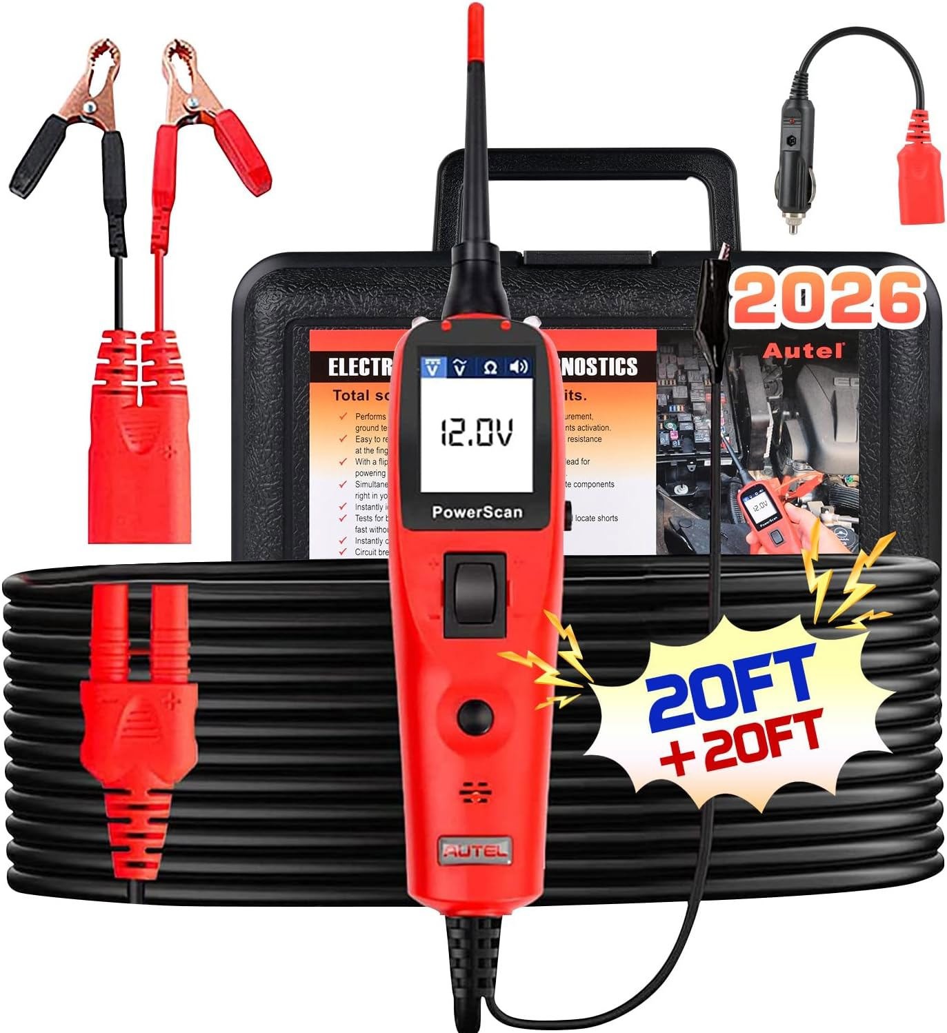 Autel PowerScan PS100 Power Circuit Probe Kit Electrical Wire Tracer 40ft Cable