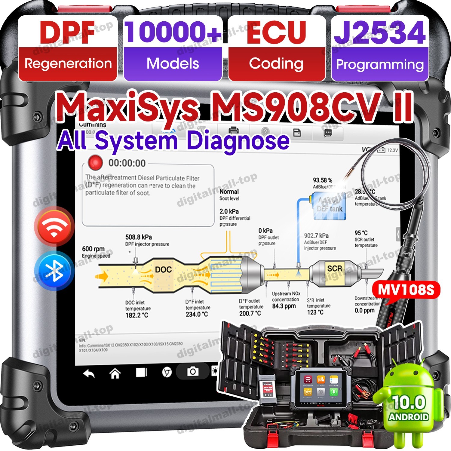 AUTEL MaxiSYS MS908CV II HD Diagnostic Scanner DPF Regen Injector ECU Coding US