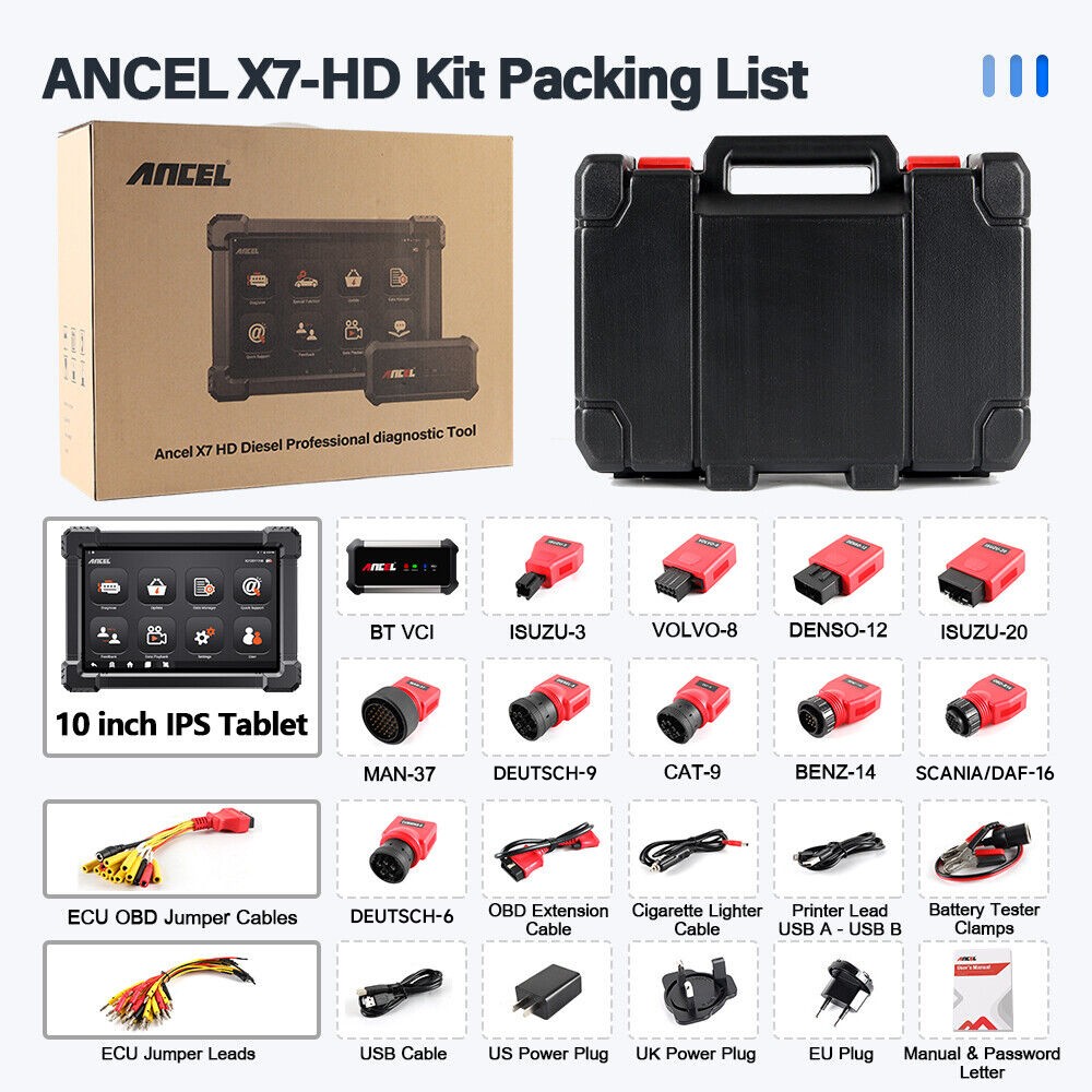 X7 HD 24V 12V Diesel Heavy Duty Truck Scanner E-CU Coding All System DPF Regen