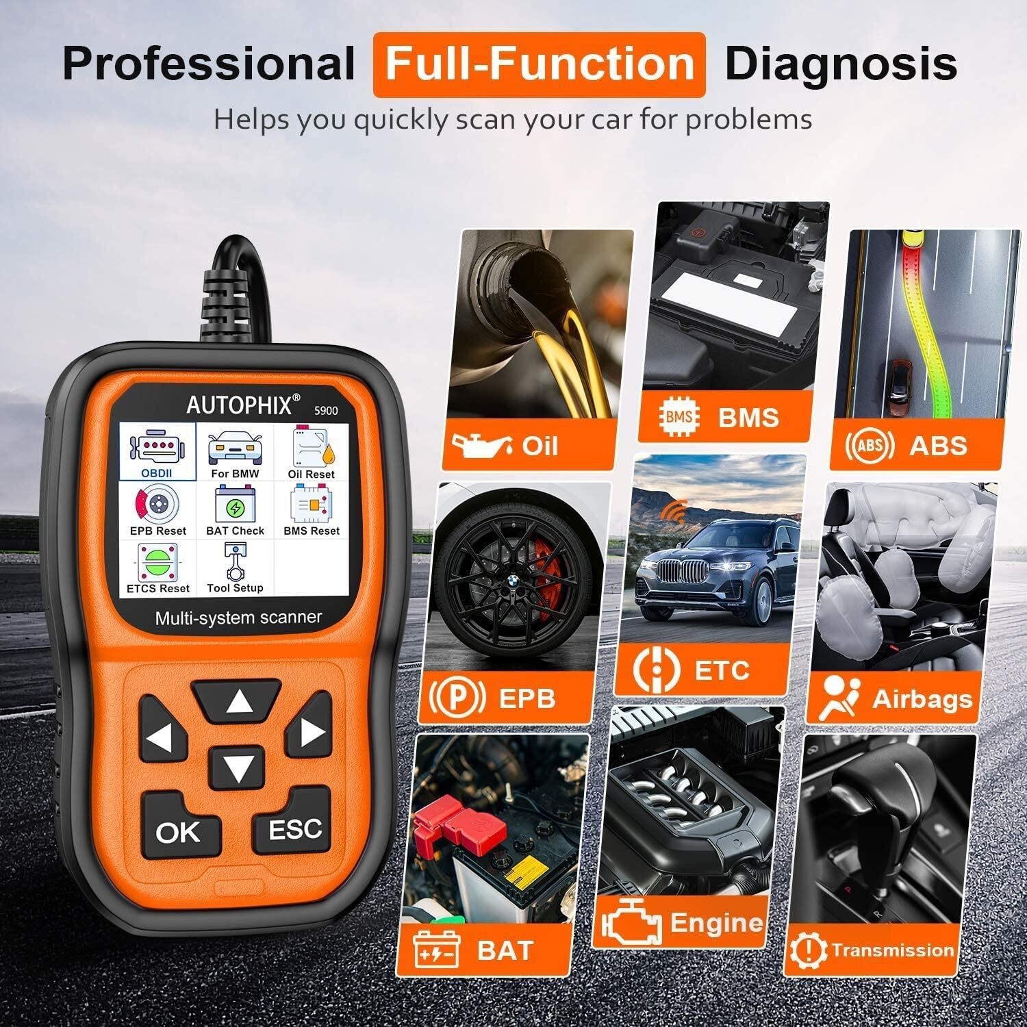 AUTOPHIX 5900 For BMW All System Diagnostic Scanner ABS SRS EPB Oil BMS SAS
