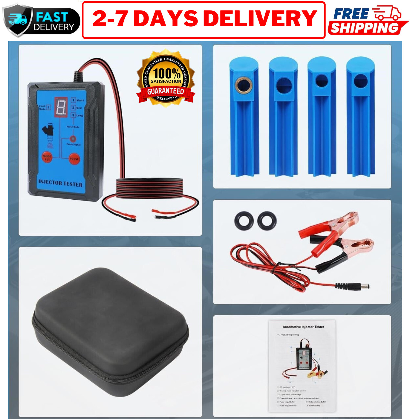 12/24V Fuel Injector Tester Gasoline Flush Cleaner Adapter Nozzle DIY Test Leads
