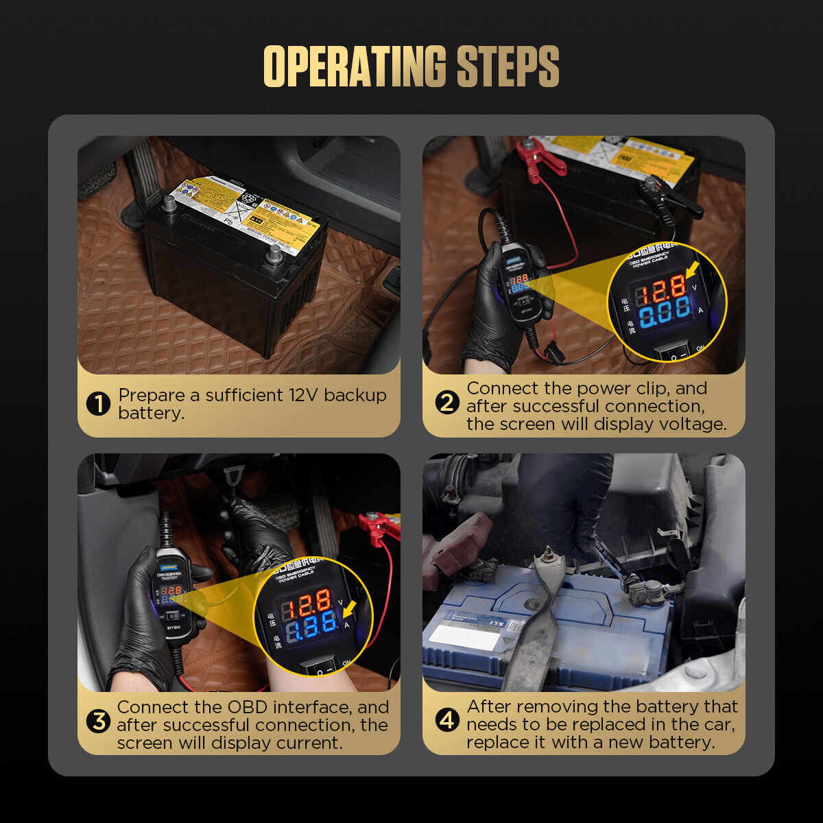 OBD2 II Vehicle ECU Memory Saver Car Battery Replacement Emergency Power Cable