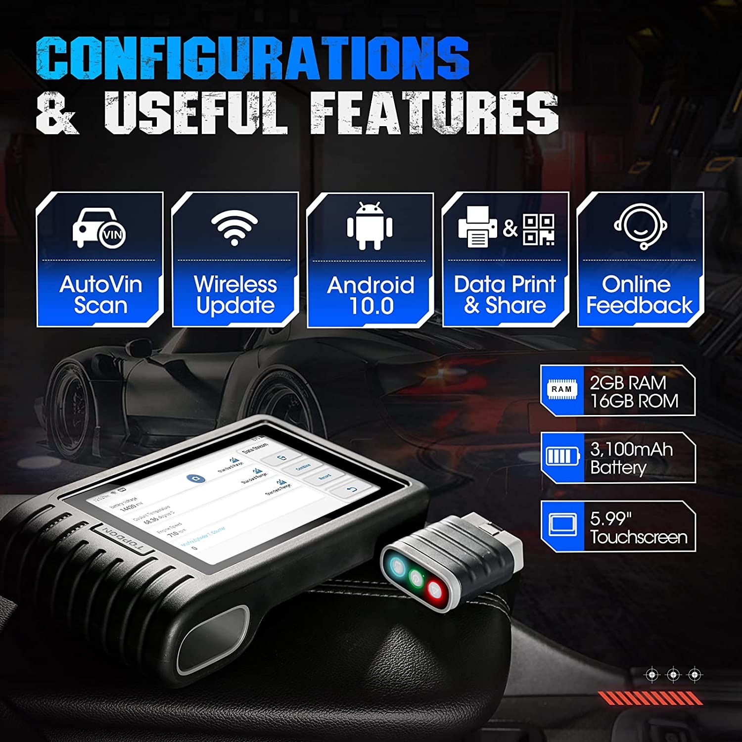 🔥TOPDON AD800BT OBD2 Scanner Full Systems Diagnostic Tool Free Updates for Life