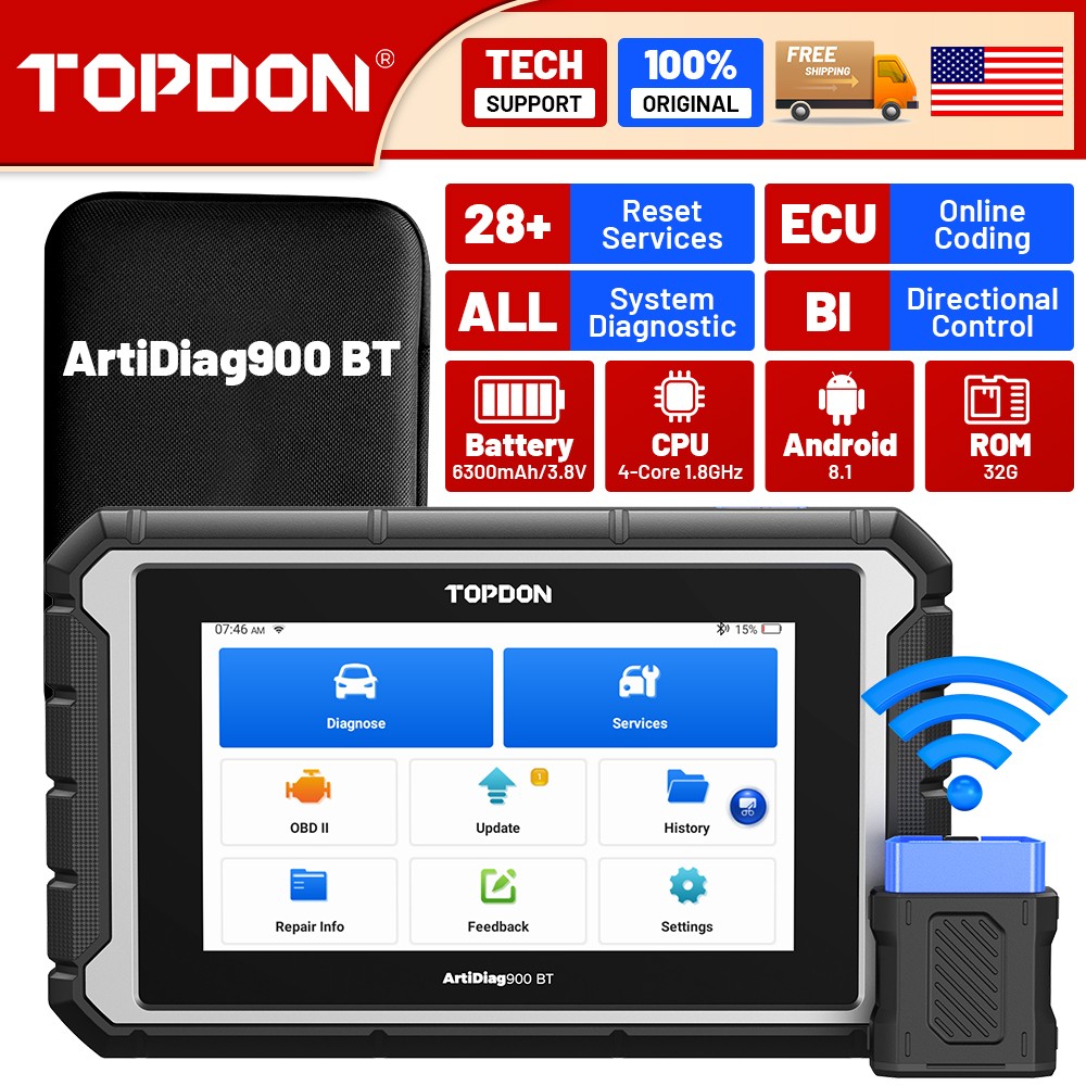 TOPDON AD900BT Car Diagnostic Tool 130+ Brands All System 28+ Reset Active Test