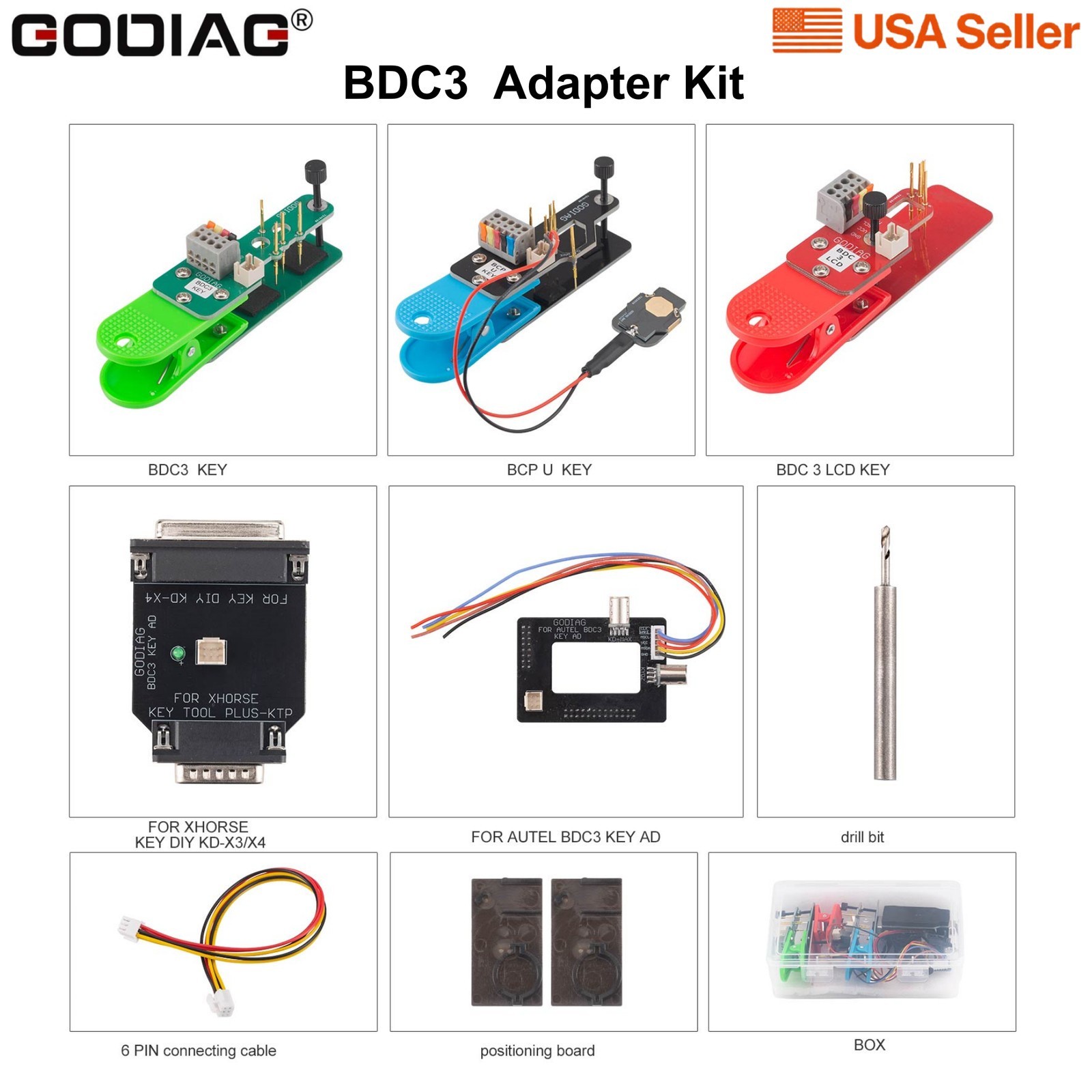 GODIAG BDC3 Adapter Kit For BDC03 Key/ BCP U Key/ BDC3 LCD Key for XHORSE,KEYDIY