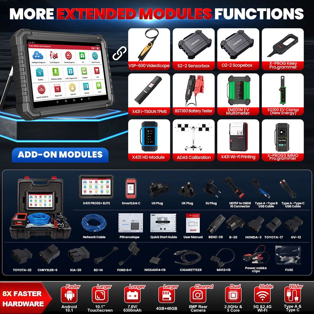 2026 LAUNCH X431 PRO3S+ ELITE PRO 5 PAD 7 Diagnostic Scan Programming Key Coding