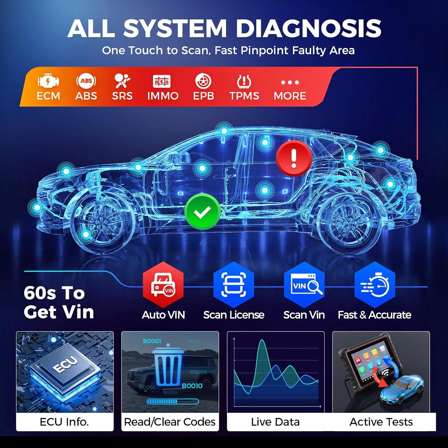 2025 Autel MaxiCOM MK900 MK900-BT MX900 Auto All System Diagnostic Scanner Tool