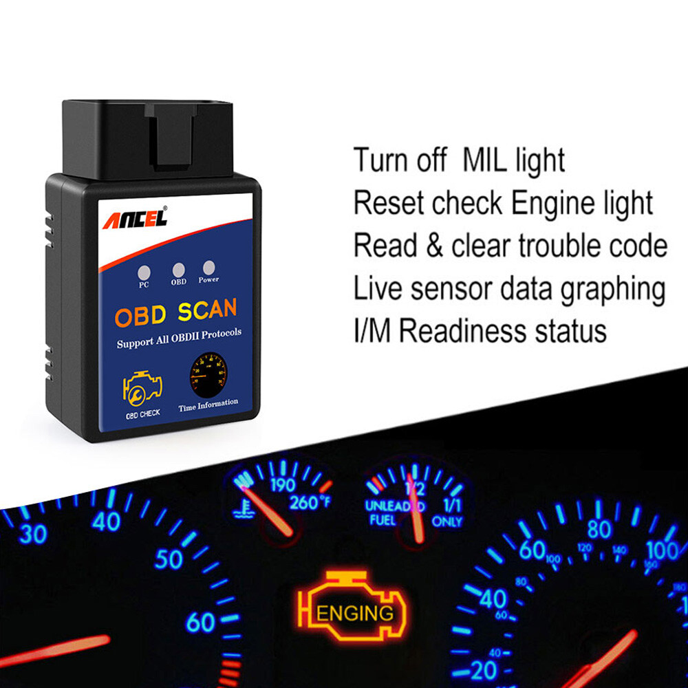 Bluetooth OBD2 OBDII Car Diagnostic Scanner Auto Fault Code Reader Tool ELM327