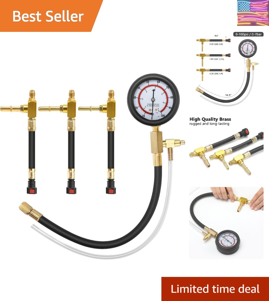 Fuel Pressure Kit 0-100 PSI Line Fittings