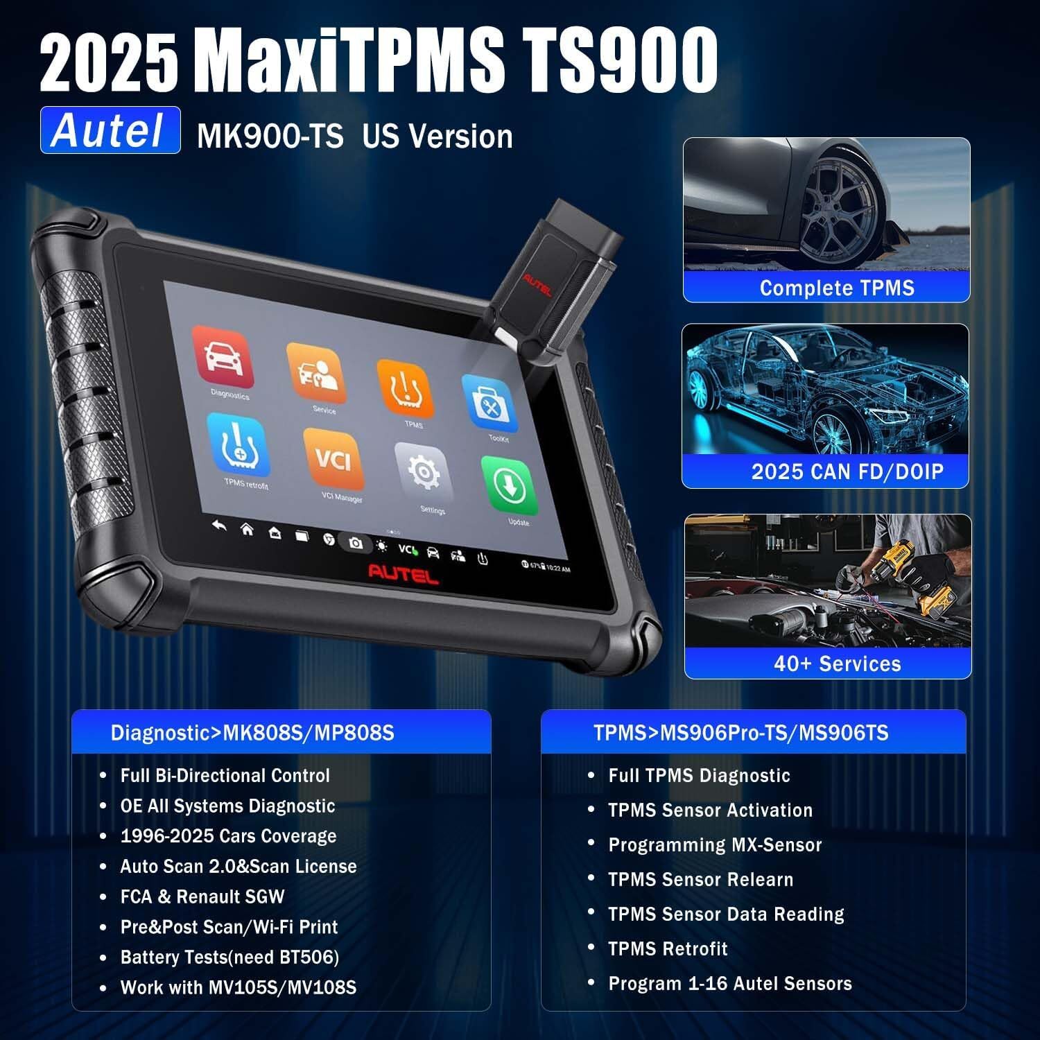 New Autel MaxiTPMS TS900 SYSTEM Comprehensive TPMS Scanner Kit Upgrade of TS608