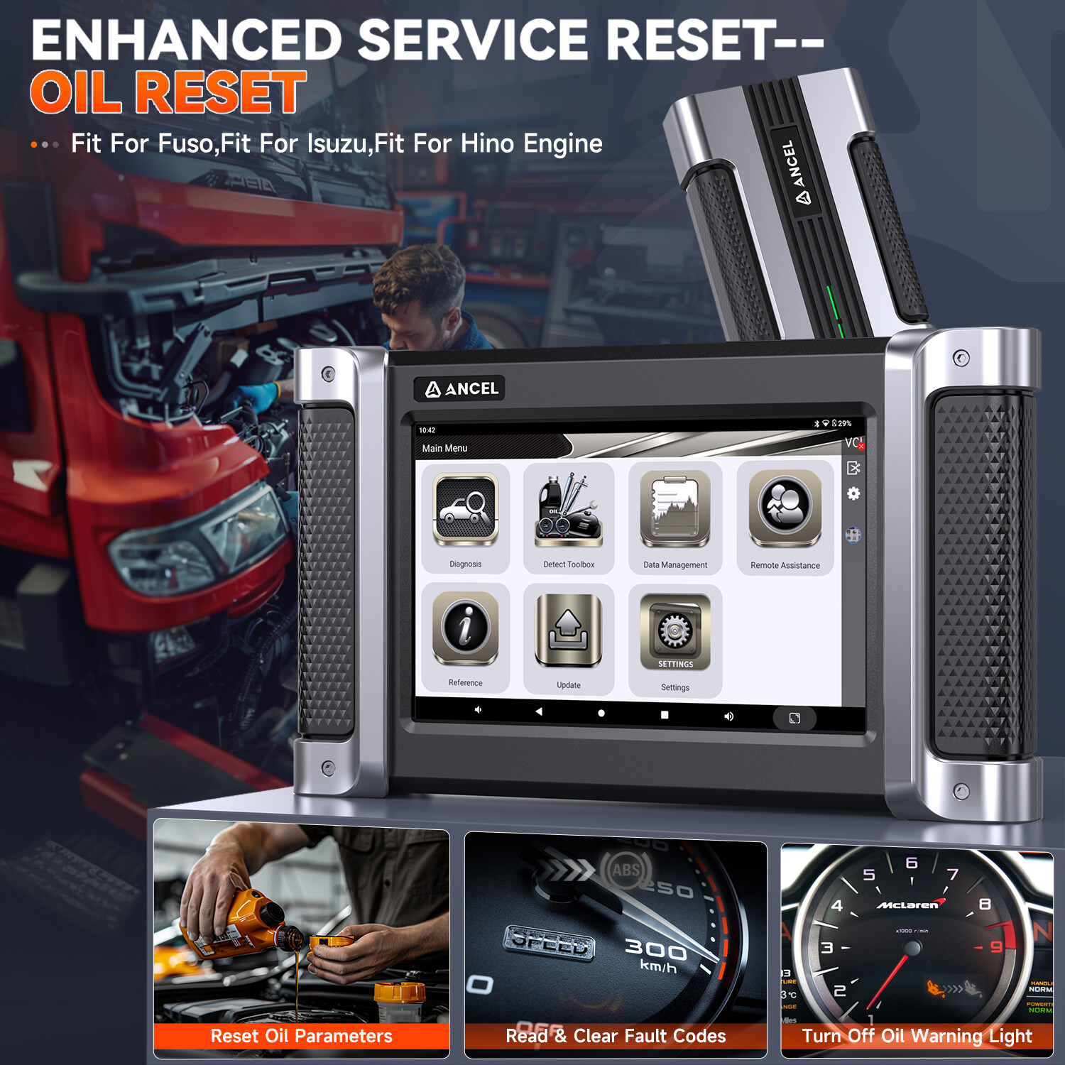 ANCEL HD8000 24V Diesel Heavy Duty Truck &Car OBD Code Reader Diagnostic Scanner