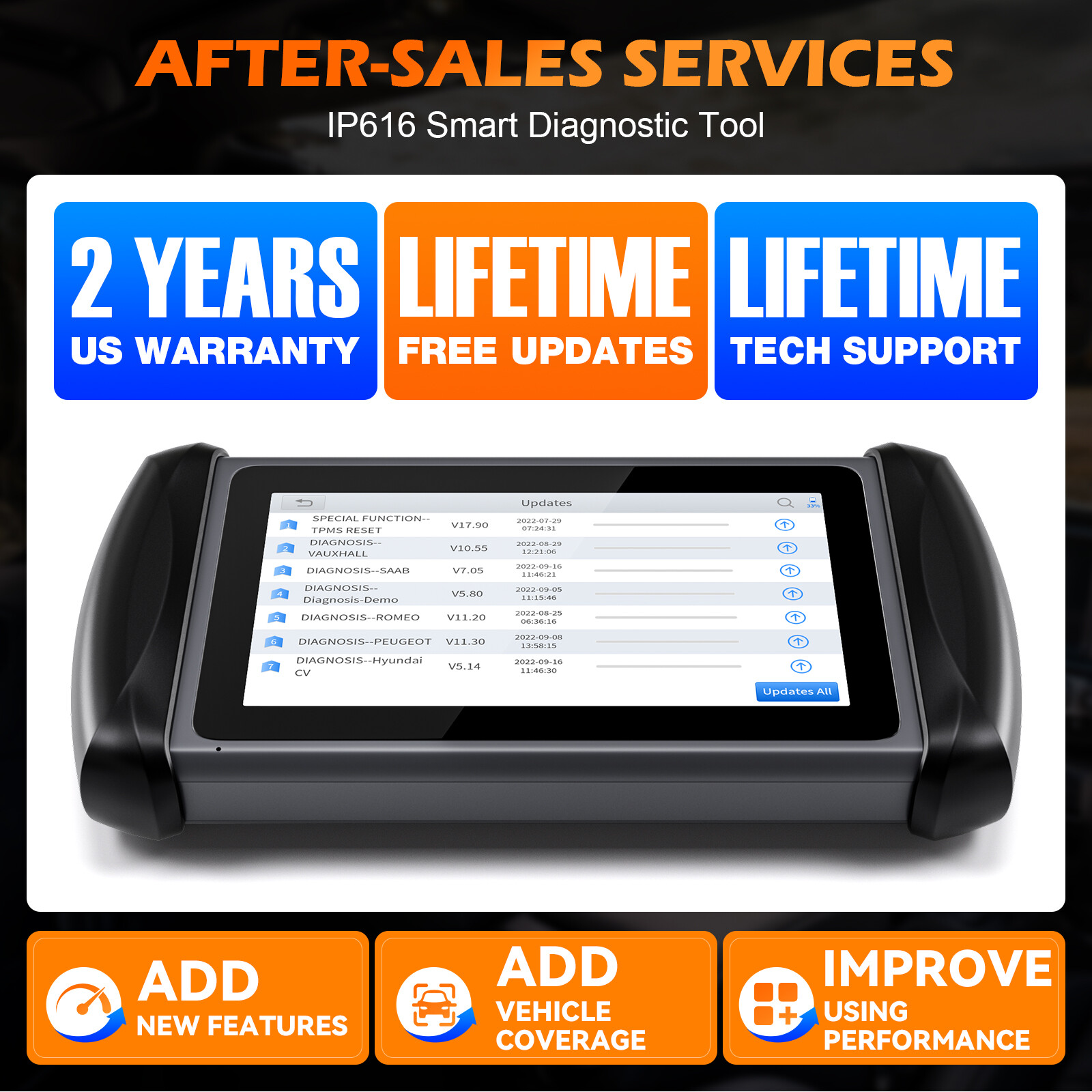 XTOOL IP616 Car Full System Diagnostic OBD2 Scanner 31+ Services Key Programming