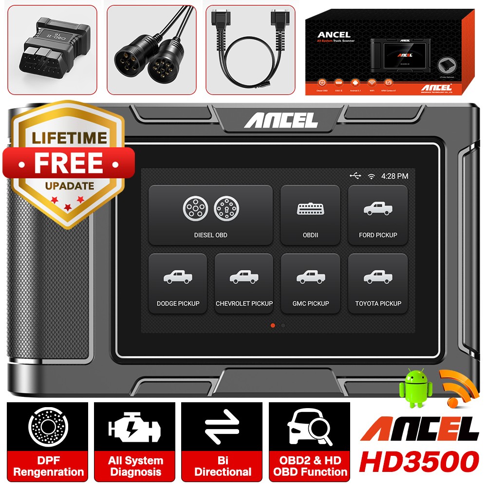 ANCEL HD3500 Pro Pickup Truck OBD2 Scanner Bidirectional Diesel Diagnostic Tool