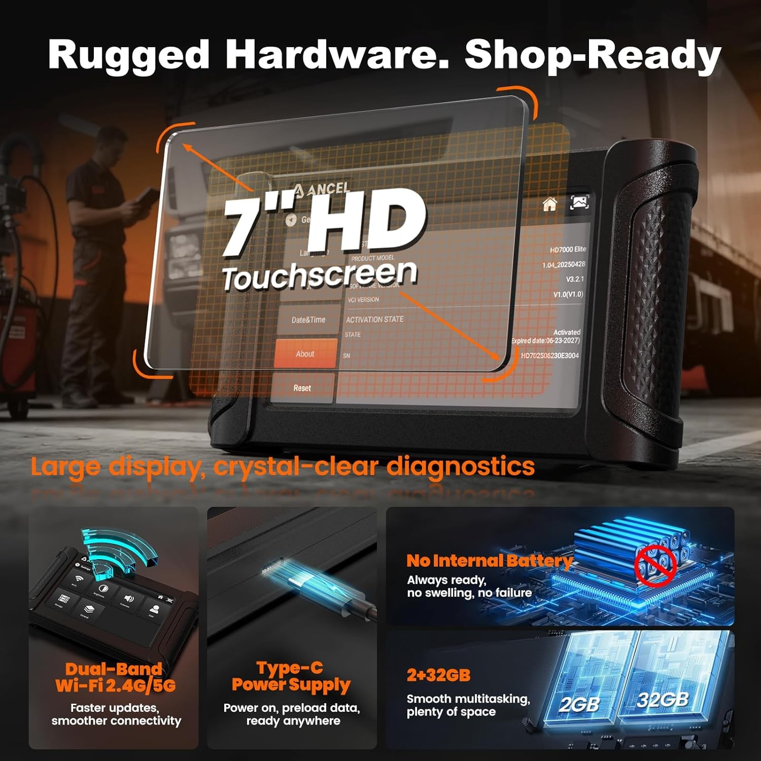 ANCEL HD7000 Diesel Heavy Duty Truck Scanner Check Engine Diagnostic DPF Regen
