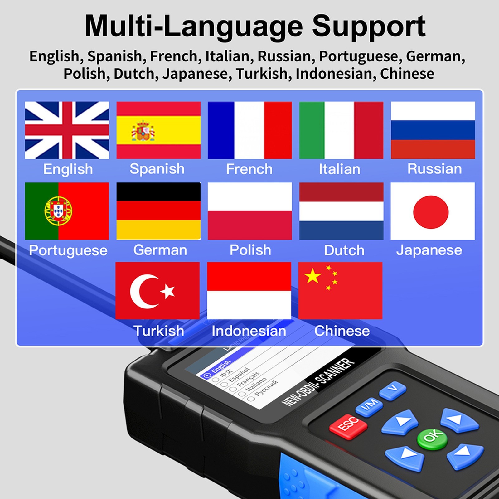 OBD2 Car Full System Automotive Diagnostic Scan Tool Code Reader Device T200