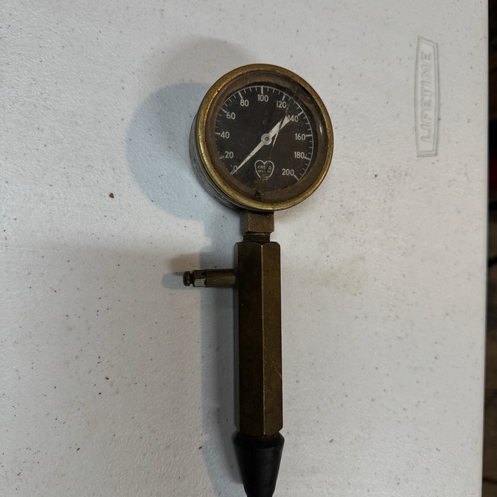Vintage Compression Tester Made In USA Glass Is Cracked Solid Brass Heavy